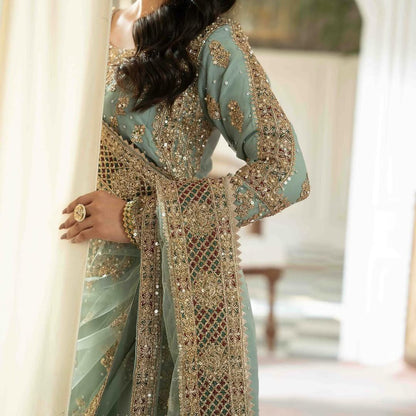 Heavy Fox Georgette Light Blue Sharara Suit with Codding Sequence Embroidery