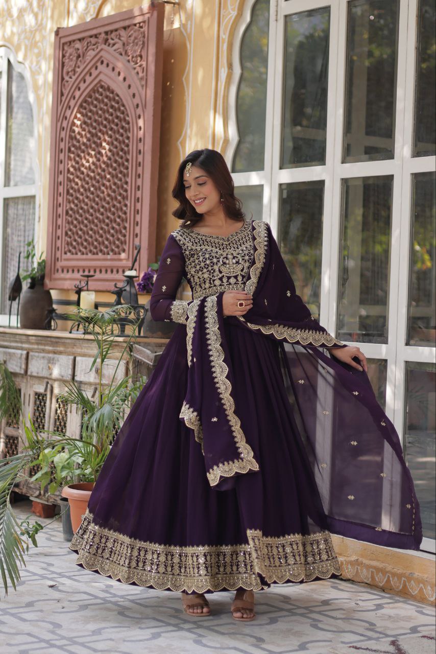 Purple Premium Designer Readymade Gown Collections - Elegant, Embroidered & Luxe Styles