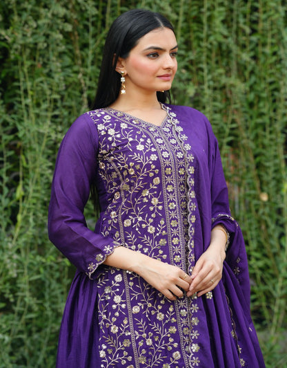 Chinon Sequence Embroidered Sharara Suit Set for Women - Traditional & Party Wear