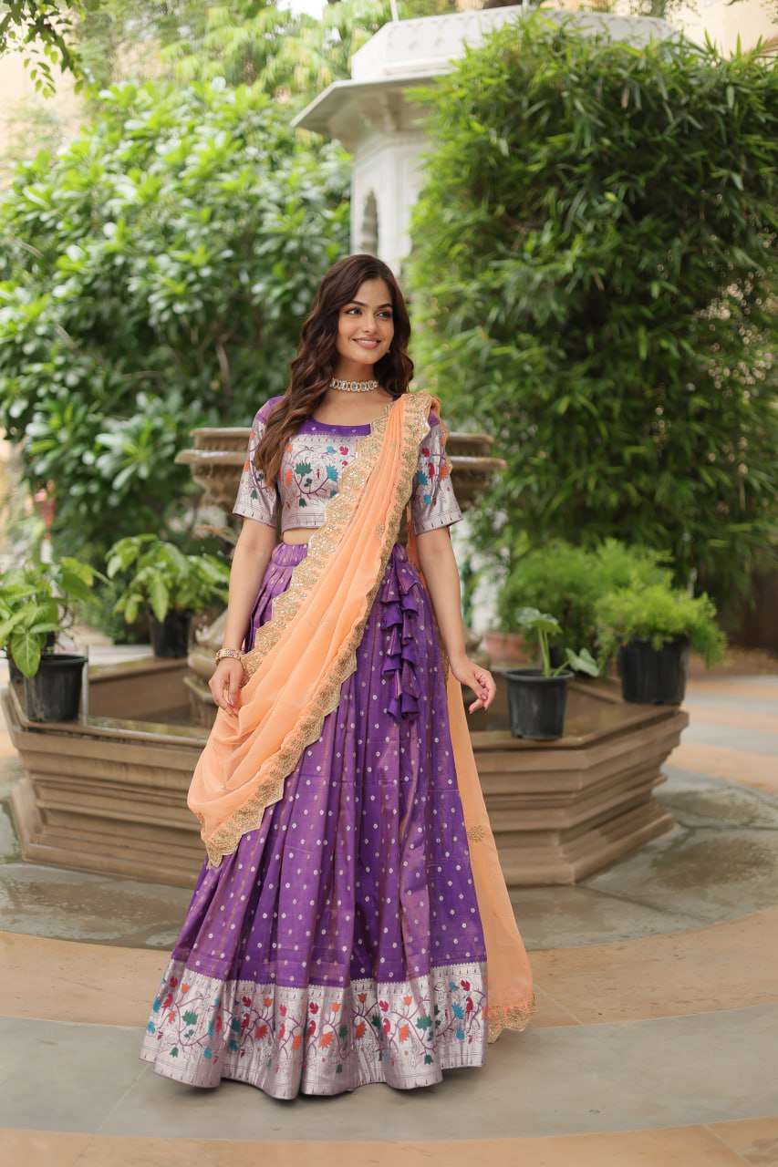 Meena Jacquard Purple Designer Lehenga Choli