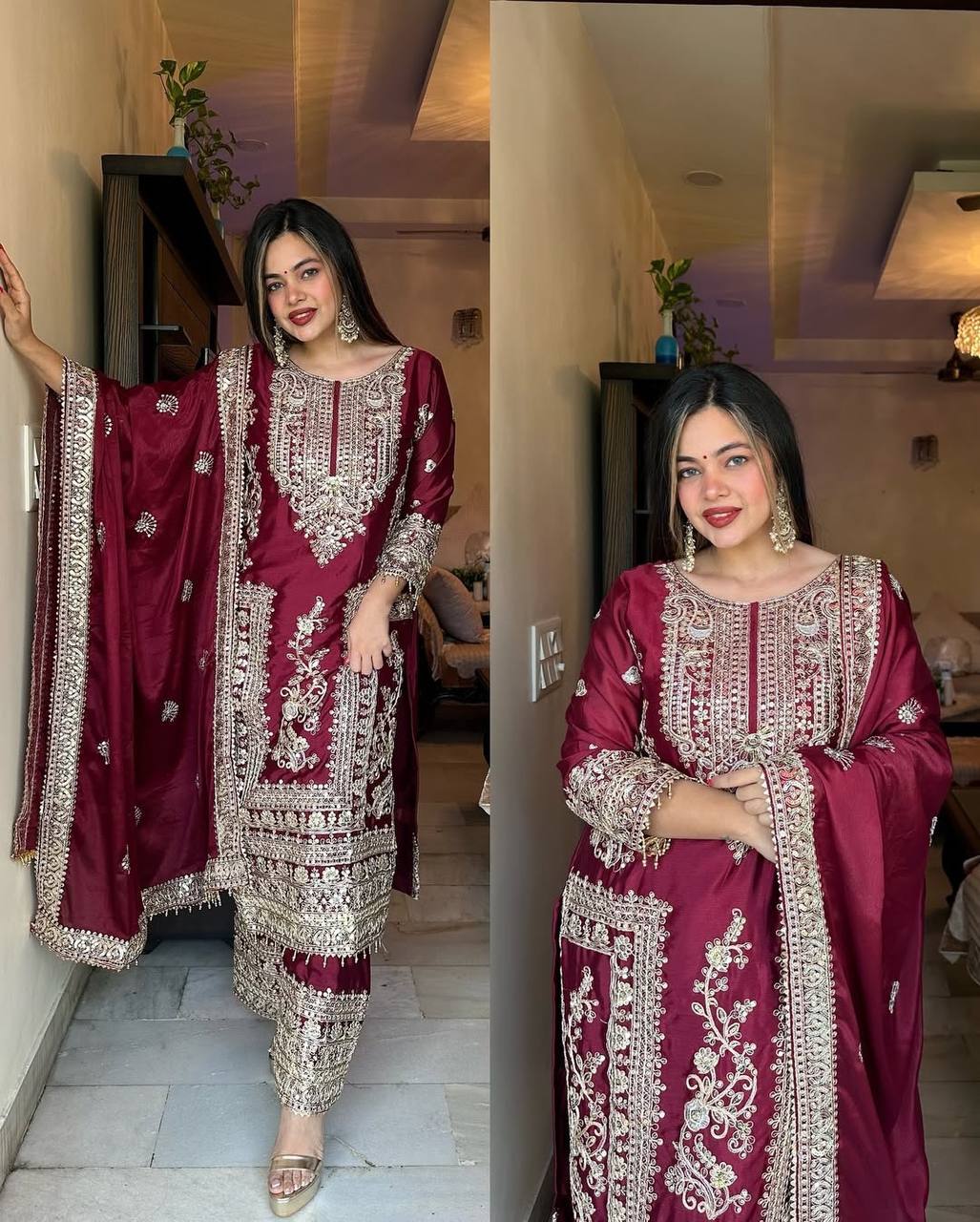 Formal Maroon Ready To Wear Pakistani Set