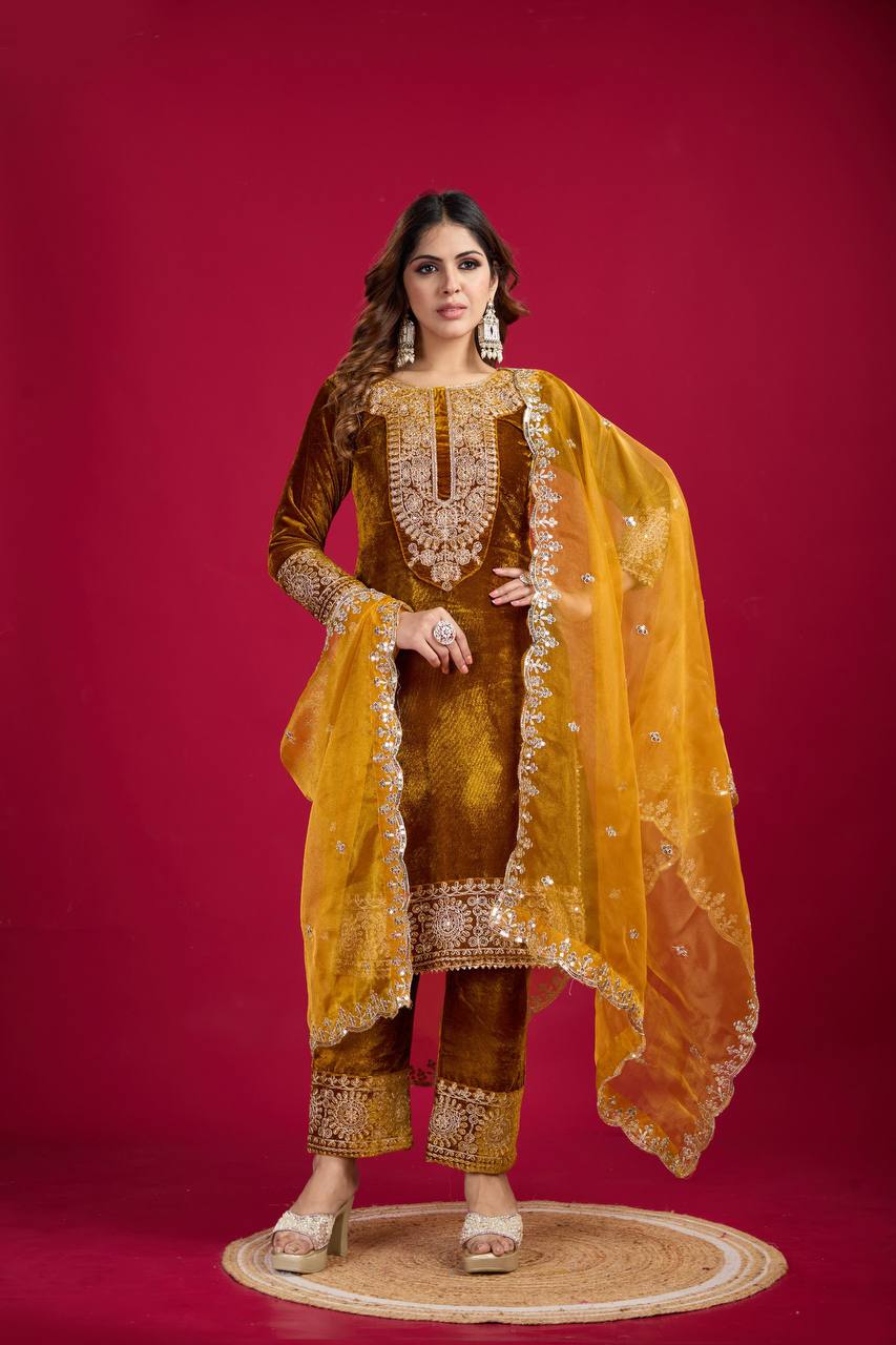 Function Wear Mustard Color Salwar Suit With Duptta