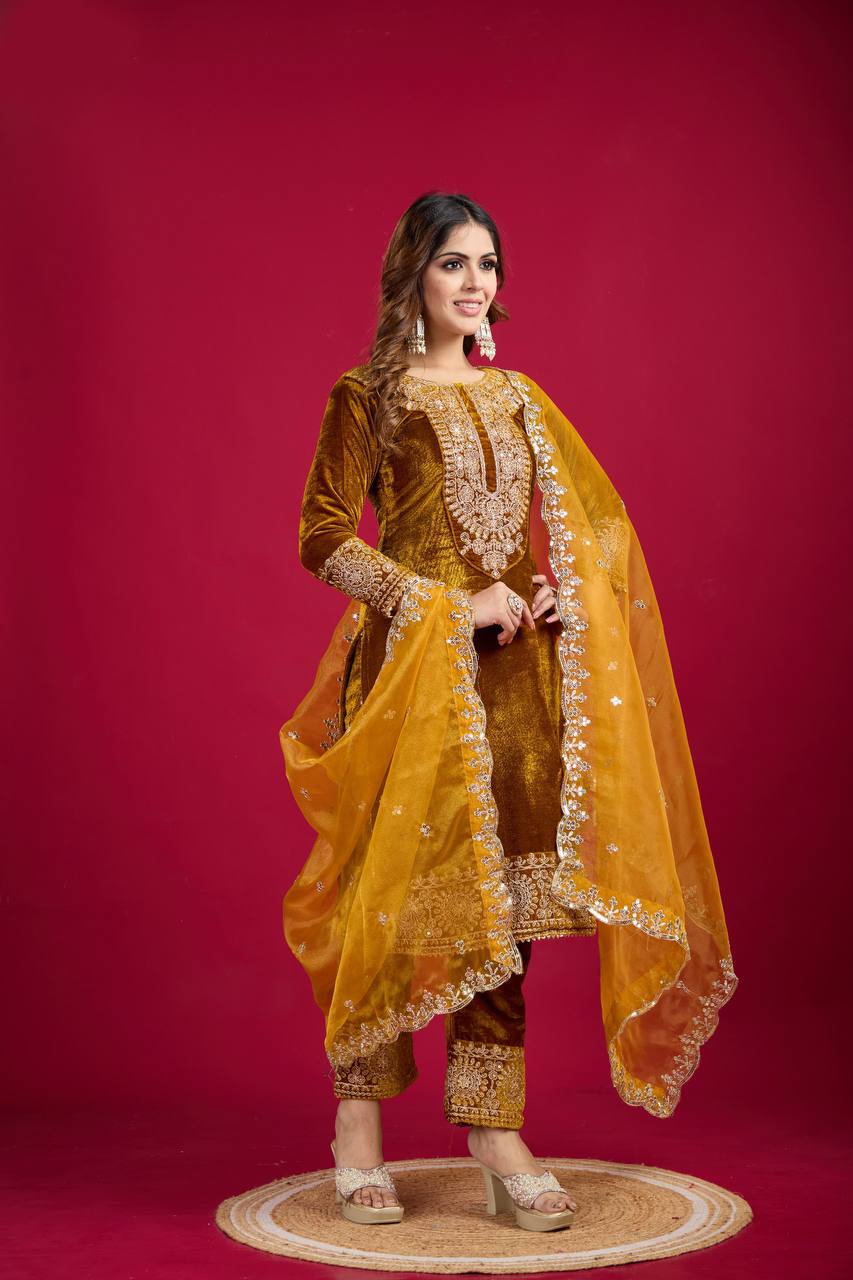 Function Wear Mustard Color Salwar Suit With Duptta