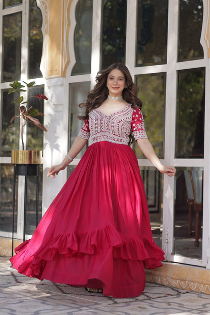 Designer Star Georgette Pink Kurti with Lehenga Set Embellished with Beads and Sequins Work