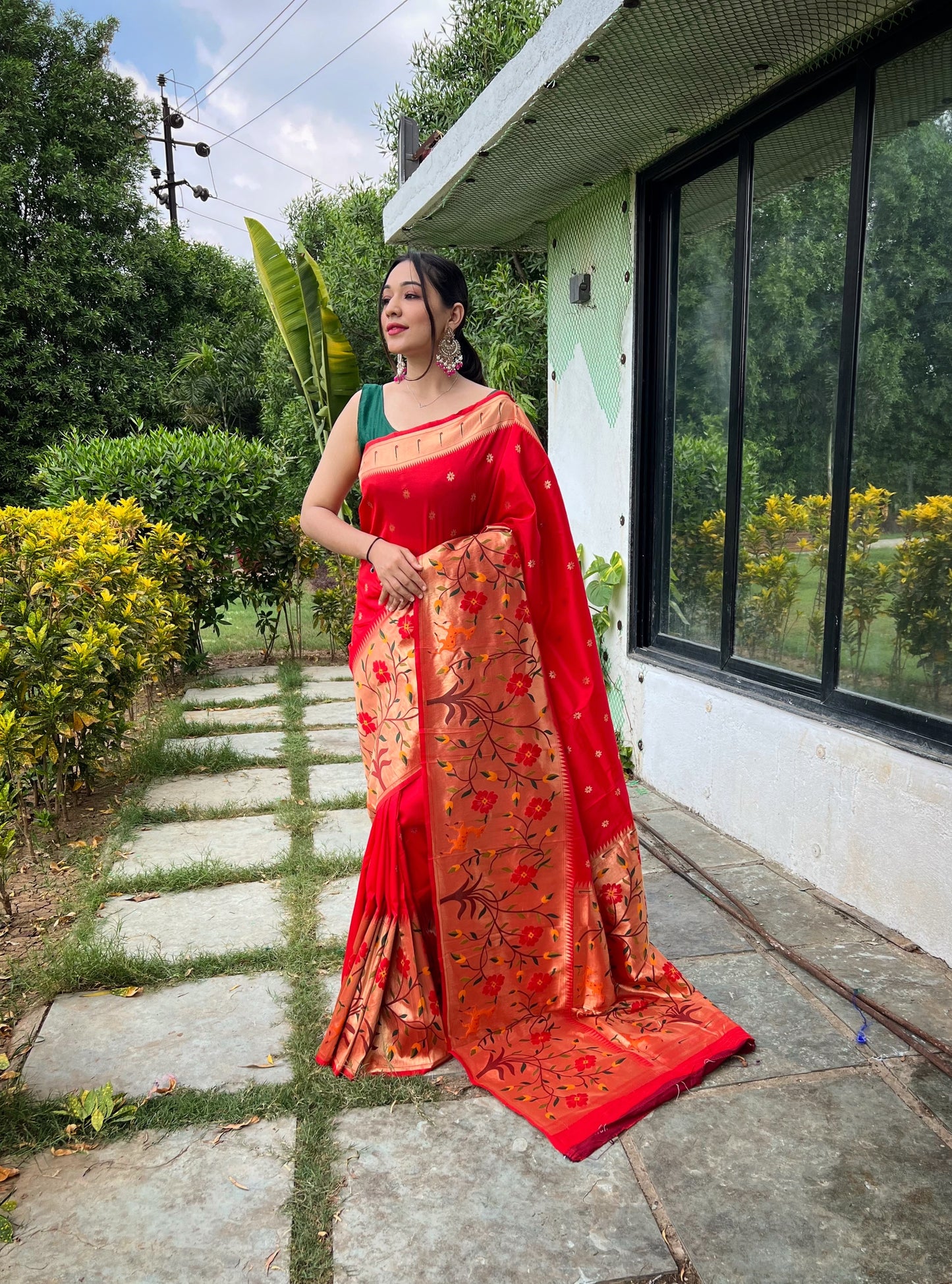 Red Soft Kanchipuram Paithani Silk Saree